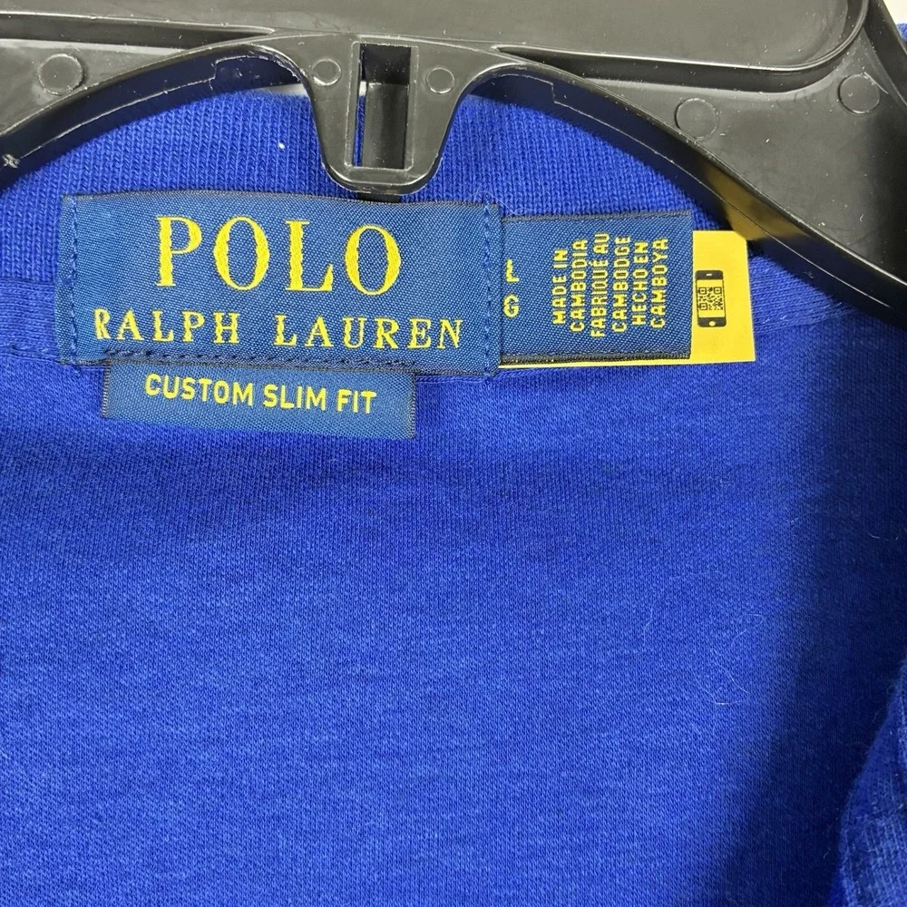 Polo Ralph Lauren Polo Shirt Mens Large Cobalt Blue Slim Fit Cotton Pony EUC